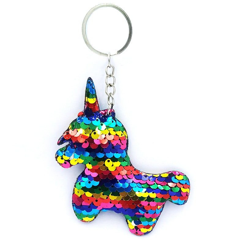 Wholesale Reflective Bright Surface Animal Plant PET Glitter Fashion Bag DIY Keychains